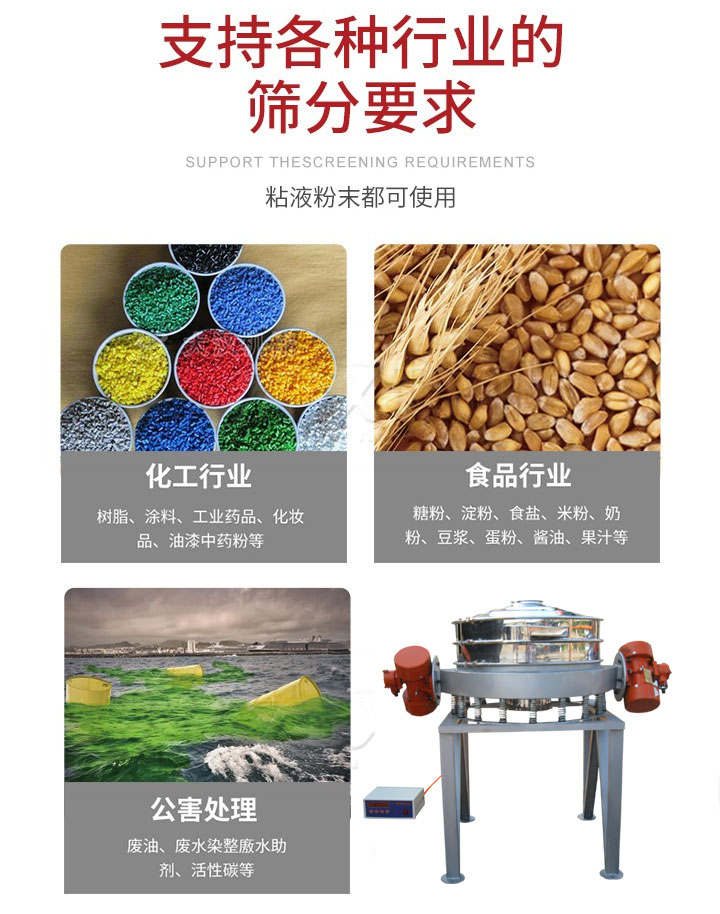 直排篩适用行業:化工行業,食品行業,金屬行業,以及公害處理等行業。支持各種行業的篩分要求。